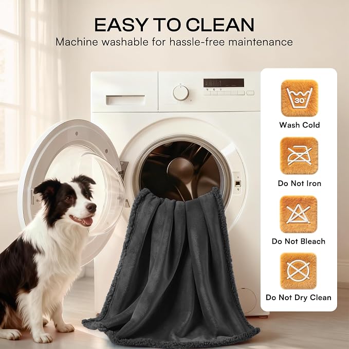 Waterproof Pet Blanket, Liquid Pee Proof Dog Blanket for Sofa Bed Couch, Reversible Sherpa Fleece Furniture Protector Cover for Small Medium Large Dogs Cats, Black Small（40" x 28"） | waterproof pet blanket sherpa fleece reversible couch cover bed prote...