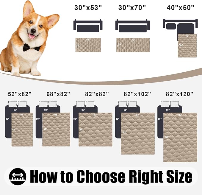 Smiry Waterproof Dog Bed Cover Blanket, Reversible Pet Blanket | Soft Reversible, Washable Leakproof Cats Dogs Couch Cover for Sofa, Couch, Furniture (52x82 Inch)