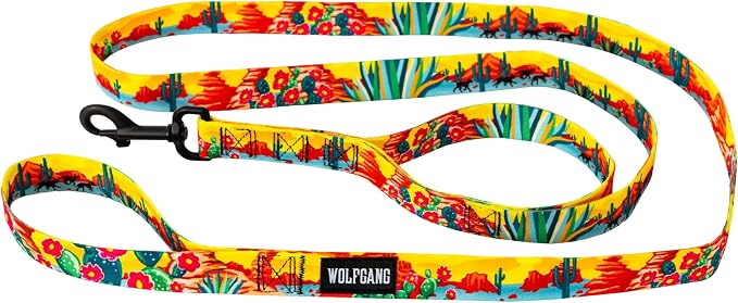 Wolfgang Heavy Duty Dog Leash, Pull-Tested to Over 800 lbs for Walking & Training, PackLeader Print, Dual-Handle Large