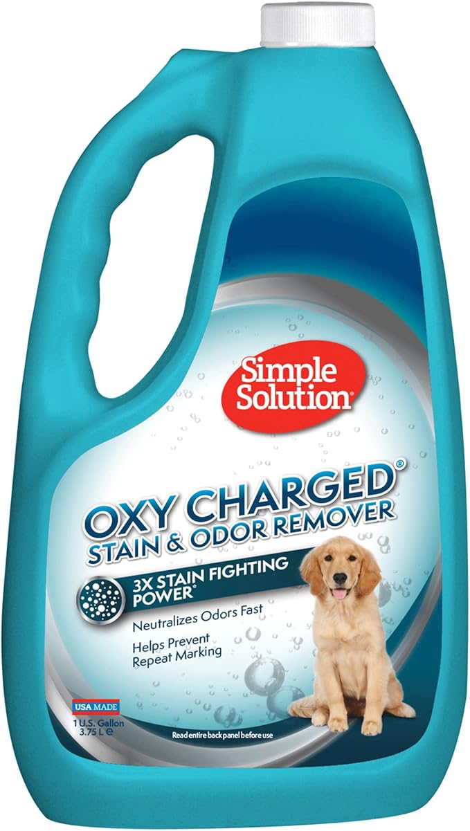 Simple Solution Oxy Pet Stain Remover, Carpet Cleaner, Pet Stains, Gallon | Upholstery Cleaner, Pet Odor Eliminator, Carpet Spray, Dog Urine Cleaner, Spot Cleaner, Waste & Vomit Odor, Cat Stains