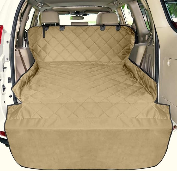F-color SUV Cargo Liner for Dogs - Heavy Duty Cargo Cover for Mid-Size SUVs | Water Resistant, Bumper Flap, Non-Slip Mat, Car Trunk Dog Car Seat Cover Prevents Scratches Pet Hair Mud Dirt for Sedans Vans