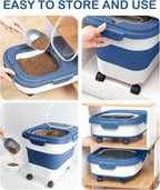 20-23 Lbs Dog Food Storage Container,Collapsible Dog Food Container | Pet Food Storage Containers with Attachable Casters and Scoop,Small Container,Keep Dry Food Fresh,Easy to Move with Wheels