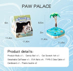 Migipaws 7-in-1 Interactive Cat Toy Motion Activated Indoor Playset with Automatic Pop Bounce Cat Ball, Feather Palm Tree Wand, Catnip Ball & Self-Grooming Cardboard House Rechargeable