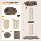 Avont 28.7" Sisal Cat Scratching Post with Large Plush Perch, Taupe | Large Cat Scratcher Tower & Plush Elevated Cat Bed with Removable & Washable Cover, Sturdy Cat Perch for Indoor Cats