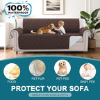 Turquoize 100% Waterproof Sofa Covers Couch Cover for 3 Cushion Couch Triple Non-Slip Sofa Slipcover Washable Furniture Protector for Pets, Kids, Dog (XL Sofa 78", Chocolate)