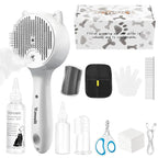 10Pcs Mist Spray Brush Kit for Cats & Dogs, Hair Health & Grooming Set | 100ml Waterless Shampoo, Cat Scratcher w/ Catnip, Nail Clippers, Toothbrush, Comb, Eye Ear Paw Dry Wipes & Gloves, Gift-Set