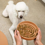 Slow Feeder Dog Bowls - Large Size Silicone Slow Eating Dog Bowl for Puppies & Dogs with Suction Cup -Dishwasher-Safe,Lick Mat Design,Reduces Gulping,for All Breeds,9.5”x1.5”-Terracotta