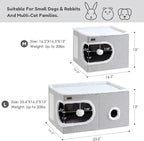 Garnpet Cat Bed for Indoor Cats Cube House, Covered Cat Cave Beds & Furniture with Scratch Pad and Hideaway Tent, Cute Modern Cat Condo for Multi Small Pet Large Kitten Kitty, Large, Grey