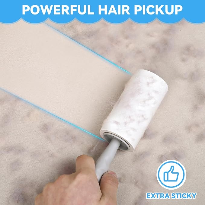 Lint Roller Refills – 960 Sheets Total, Extra Sticky Adhesive Replacement Rolls, 3.9-inch Rolls with 120 Sheets Each (No Handle Included), for Pet Hair on Clothes & Furniture