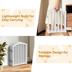 SNUOWU 16 Inch Full Metal Freestanding Short Dog Gate for Small Dogs, Foldable 6-Panel Pet Barrier, Expands Up to 72" Wide, Indoor Safety Fence for Doorway, Home & Stairs, White