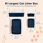 IRIS USA XX-Large Side Entry Cat Litter Box, Navy | Multi-Cat Use, Extended Length Design, Extra Room Interior, Jumbo Capacity Pan, Comfortable Space, Multiple Cat Ready