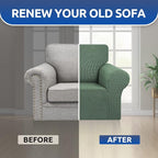 Stretch Chair Sofa Slipcover, Single Couch Cover,Greyish Green | 1-Piece Washable Sofa Cover,Pet Friendly (31"-55") Furniture Protector Soft Jacquard Elastic Bottom for Dogs & Kids