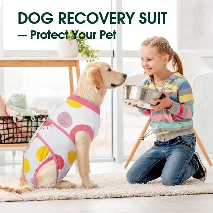 Kuoser Dog Recovery Suit for Female Male Dogs, Post-Surgery Bodysuit for Spay Neuter, Dog Onesie After Surgery, Anti-Licking Pet Surgical Recovery Suit