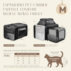 Top and Side Expandable Pet Carrier with Treat & Pet Window,18x11x11 Inch Delta American United Airline Approved,Soft-Sided Dog Carrier for Small Dogs and Cats,Travel Cat Carrier with Locking Zippers