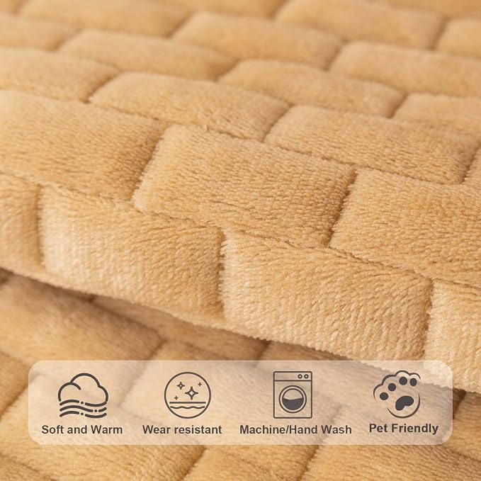 Washable Velvet Dog Couch Cover, Plush Pet Sofa Furniture Protector for 2-3 Cushion Couch, Non-Slip Washable Cover for Dogs(1PC/27.6"x94.5",Khaki)