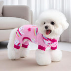 XPUDAC 4 Pack Dog Pajamas Soft Strechy Duck Pink Print Puppy Clothes for Small Medium Dogs Girl Boy Cat Apparel-2X-Large