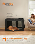 Feandrea Collapsible Soft Dog Crate, Portable Travel, 48 Inches | Dog Carrier Kennel with Safety Zippers for Living Room, Car, Travelling, Black UPDC12H