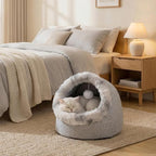 Avont Cat Bed Cave for Indoor Cats, Semi-Enclosed with Washable Cushion | Anti-Slip Bottom, Warm Plush, for Kittens & Small Dogs Under 10 lbs (M)