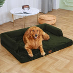 Waterproof Orthopedic Dog Bed for Large Dogs, 36x27in, Olive Green | Orthopedic Foam Relieves Joint Pressure, Bolsters Supports Head And Neck, Washable Cover, Non-Slip Bottom