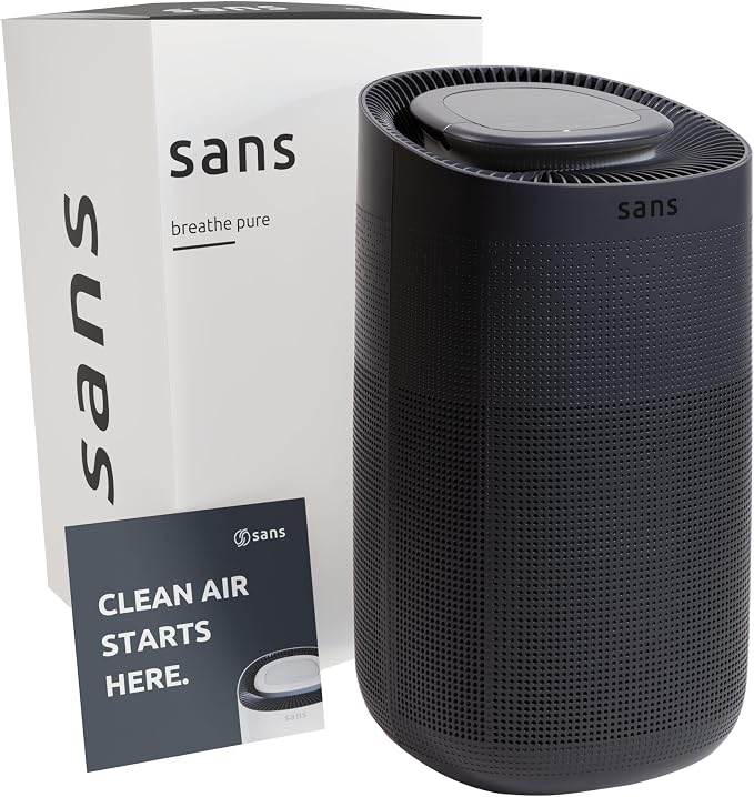 Sans True HEPA Air Purifier for Extra Large Rooms (1,854 sq ft) | UV-C Light Layer & Carbon Odor Absorption | Quiet 25dB Auto-Mode, Captures Smoke, Dust & Allergens