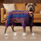 KYEESE Dog Pajamas Velvet Dog Pajamas Large Sized Dogs Soft Dogs Clothes Pjs with Leopard Pattern Stretchy Pet Jammies Coat Comfy Pet Onesie Costume, 3X-Large