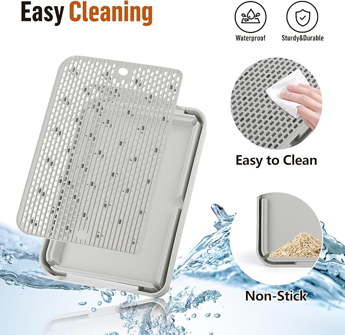 Cat Litter Box Step, Cat Step with Detachable Splash-Proof Baffles, Grey | Litter Box Ramp with Filter Function, Litter Catcher for Kittens & Elderly Cats, Non-Slip Cat Litter Mat Pedal, Easy to Clean