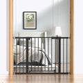 Babelio Baby Gate for Stairs No Drilling, 31-46" Wide Dog Gate with Door | Pressure/Wall Mount; Triple-lock System; Auto-close; 200N Impact Tested; Easy Install for Doorways, Kitchen, Hallway, Black