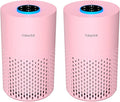 2 Pack Cobectal Air Purifiers for Home Bedroom, Air Cleaner with HEPA 3-in-1 Filter for Room up to 1050 ft², Aroma Function, Sleep Mode, Portable Air Purifiers for Office, Dorm, RVs, Hotel, Pink