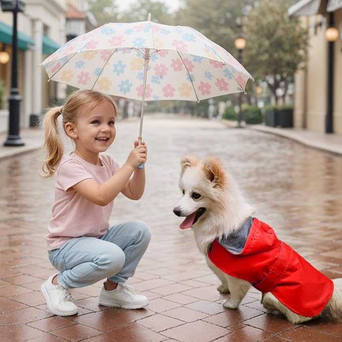 Dog Raincoat Small Dog Rain Jacket Hooded Poncho Waterproof Pet Rain Suit Double-Layered Breathable Lining Leash Hole Adjustable Puppy Small Medium Dogs,Red,S,Back Length 6.5-8.5 inches