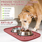 SMILOOL Silicone Pet Food Mat with Raised Edge for Food and Water Bowl, Dog Feeding Mats, Cat Food Trays for Floor Waterproof, Rubber Tray for Dogs and Cats, 19 x 12 x 0.7 Erythrinus