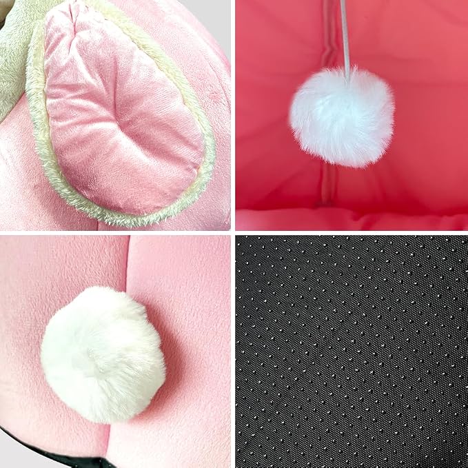 Cat Beds for Indoor Cats - Rabbit-Shaped Large Cute Cat Cave Bed,Pink XL | 17.7''Calming cat Tent house for large Cats & Small Dog,Soft Warm Plush&Removable Cushioned Pad,Machine Washable,cat Hideaway