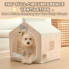Jiupety Indoor Dog House with Frame, Cute Dog Tent Bed with Cover Cave, Breathable, Washable, and Foldable House, Suitable for 8-16 Lb Puppy and Cats, Medium (17"×17"×17"), Beige