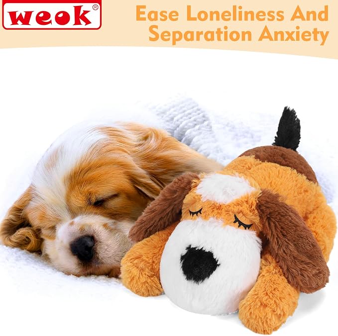WEOK Heartbeat Puppy for Dogs-for Separation Anxiety Relief, Heartbeat Stuffed Animal Anxiety Calming Behavioral Aid Plush Toy for Dogs Cats Pets