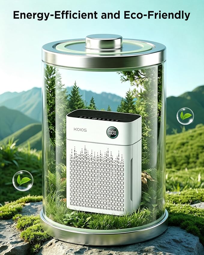 KOIOS H13 True HEPA Air Purifier for Home Bedroom 2500 sq ft, Carbon Filter | PM2.5 AQI Display & Auto Mode, 20dB Sleep Mode, Washable Filter & Filter Reminder for Pet Hair, Odors, Dust, Smoke, AP2503