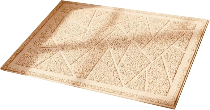 Cat Litter Box Mat, Kitty Premium PVC Pad, Durable Trapping Rug, Phthalate Free, Urine-Resistant, Scatter Control, Mosaic, M 23 x 16 Inch, Beige