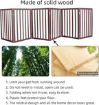 Dog Gate Indoor, Freestanding Dog Fence for The House, Doorways, Hallways,or Stairs,Pet Gate Foldable Wooden,Expandable 32" Height 6 Panels,Brown
