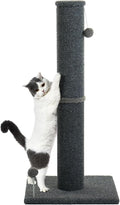 Cat Craft Reticulated Short Plush Tall Cat Scratching Post, Light Gray | 41in textured reticulated plush scratcher, anti-tip thick base, swappable balls for cat scratching & interactive climbing