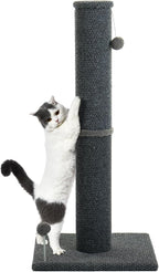 Cat Craft Reticulated Short Plush Tall Cat Scratching Post, Light Gray | 41in textured reticulated plush scratcher, anti-tip thick base, swappable balls for cat scratching & interactive climbing