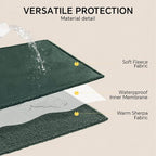 Luciphia Waterproof Blanket for Large Dog, Reversible Sherpa Couch Cover | waterproof pet blanket sherpa fleece reversible couch cover bed protector car from spills scratches, Dark Green 57" x 40"