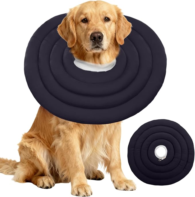 IDOMIK Dog Recovery Collar, Waterproof Soft Dog Cone After Surgery | Comfy Protective Elizabethan Collar Alternative for Dogs Cats, Adjustable Pet Neck Donut Cone Anti-Licking Wounds,Grey,3XL