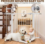 Mumeasy 29.7-43" Adjustable Baby Gate, Auto Close Dog Gate for Doorways | No drill installation, one hand operation, adjustable width, secure locking system, for dogs pets babies toddlers