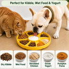 Slow Feeder Dog Bowl Silicone Suction Cup Anti Spill Dogs Cats Yellow | strong suction base prevents sliding, extends mealtime, reduces anxiety, textured surface, dishwasher safe