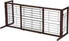 Coziwow 38-67" Dog Gate Indoor, Free Standing Pet Gate for Doorways Extra Wide, Wooden Fence Puppy Safety Gates for The House, Stairs, Hallway, No Drilling Required,Brown