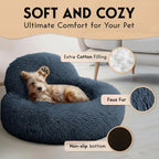 PetJett Small Dog Bed - 23'' Round Dog Beds, Calming Puppy Bed - Washable Dog Bed - Anti-Slip, Super Soft Fluffy Plush Faux Fur Pet Bed, Anti-Anxiety Premium Comfort Donut Bed, Fits Dogs Upto 25 lbs