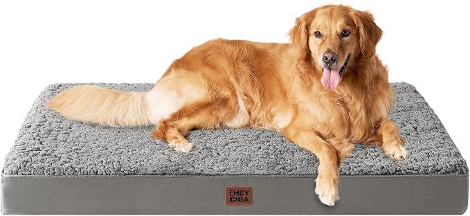 EHEYCIGA Orthopedic Dog Bed Extra Large with Removable Washable Cover,44x32 | Egg Crate Foam Support,Durable Oxford fabric,Non-Slip Bottom,Machine Washable,Soft Waterproof Plush Pet Bed Mat For Crate