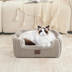 WINDRACING Cat Bed for Indoor Cats - Cat Cave Cat House Cats Tent with Removable Washable Cushioned Pillow, Soft and Self Kitten beds (Large, Beige)