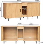 Double Litter Box Enclosure for 2 Cats, 55" Litter Box Furniture Hidden with Cat Scratch Pad, Large Indoor Cat House with Double Room, Wooden Litter Box Cabinet, TV Stand, Natural