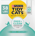Purina Tidy Cats Free and Clean Unscented Clumping Cat Litter, 38 lb Box | Activated charcoal delivers lasting odor control, made without fragrances or dye, clumping
