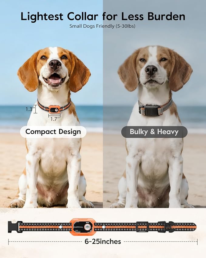 SLOPEHILL Mini Shock Collar for Small Dogs 5-30lbs,Featuring No Shock Mode | 4200FT Dog Training Collar with Remote, IPX8 Waterproof e Collar with Beep,Vibration,Safe Shock,Light,No Shock Modes (Orange)