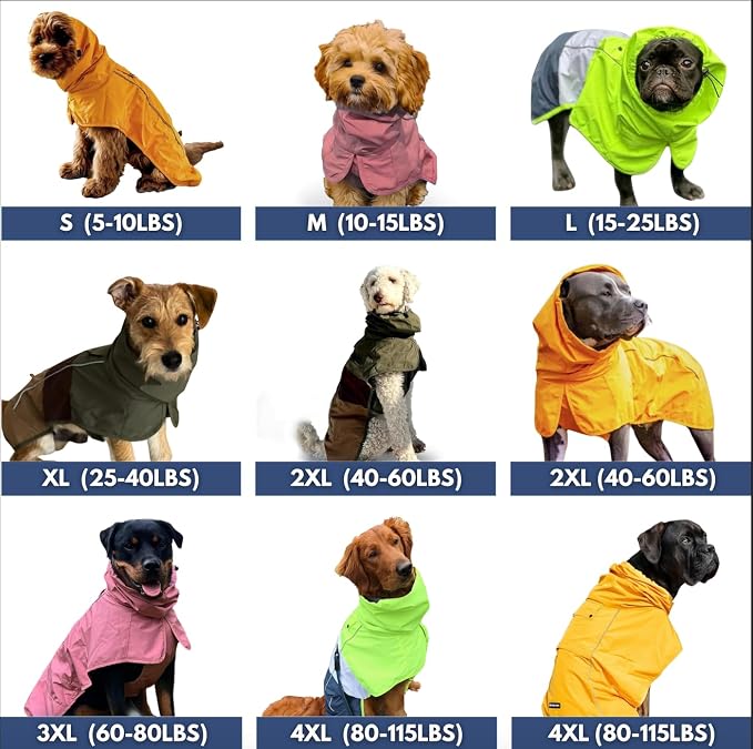 Spark Paws Dog Raincoat, Waterproof Windproof Rain Jacket, for Small Medium Large Extra Large Dogs, Reflective Breathable Full-Body Coverage Dry Suit - Sea Pink, 2XL